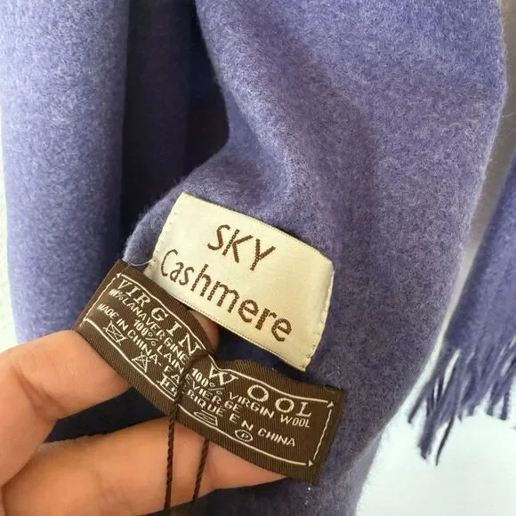 Blue wool scarf - Picture 3 of 4